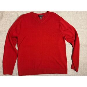 Banana Republic V-Neck Sweater Mens Size M Burgundy Extra Fine Merino Wool